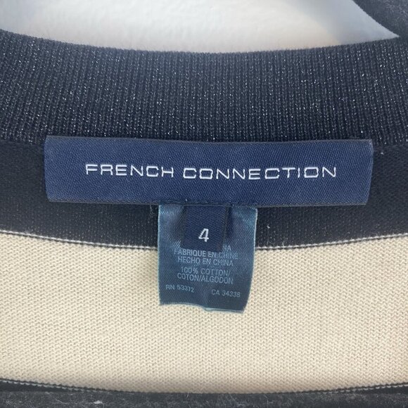 French Connection Women's Striped Tunic Size 4 Cream Black - Picture 3 of 7